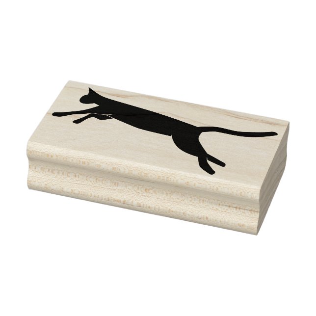 überspringende Katzenkunst Silhouette Briefmarke Gummistempel (Stempel)