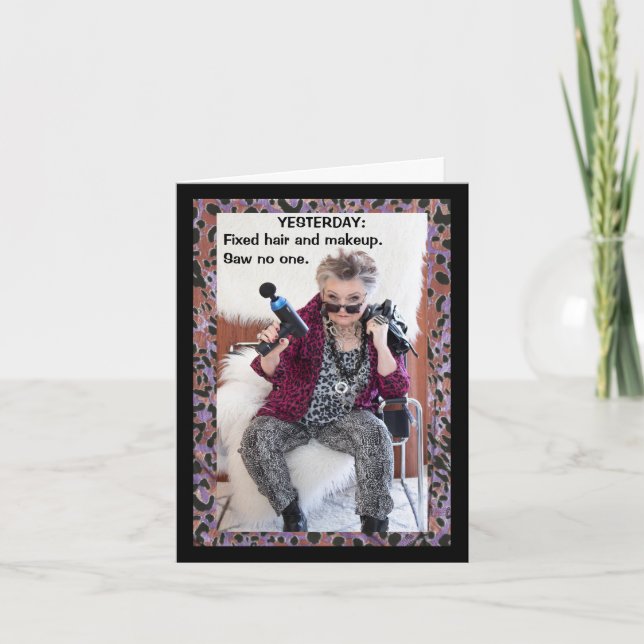 Übersprungenes Haar 'n Make-up ...lustige Karte (Vorderseite)