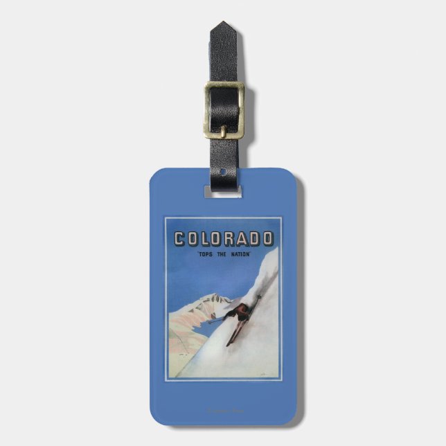 Übersteigt die Nation - Ski fahrendes förderndes Gepäckanhänger (Vorderseite vertikal)