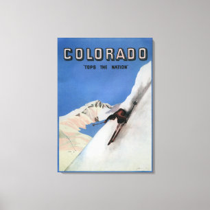 Übersteigt die Nation - Ski fahrendes förderndes Leinwanddruck