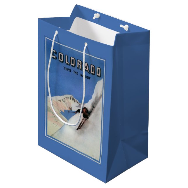 Übersteigt die Nation - Ski fahrendes förderndes Mittlere Geschenktüte (Vorderseite Schrägansicht)