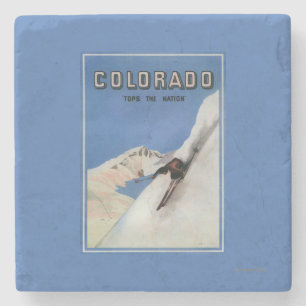 Übersteigt die Nation - Ski fahrendes förderndes Steinuntersetzer