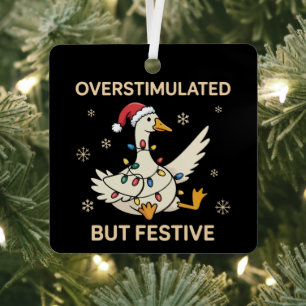 Überstimulierter aber festlicher Gans Weihnachten Ornament Aus Metall