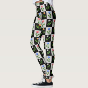 Überwachtes mehrfarbiges Blumendesign für die Rose Leggings