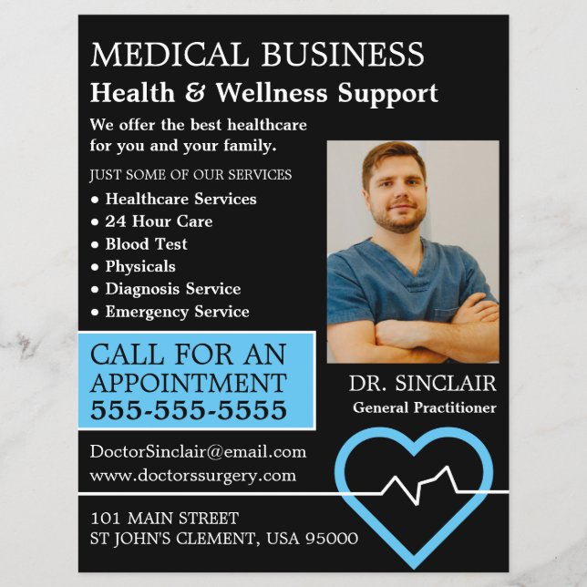 Überwachung der Herzfrequenz, Allgemeinmediziner,  Flyer (Vorne)