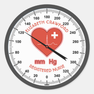 Überwachung des Blutdrucks Krankenschwester Ärztin Runder Aufkleber