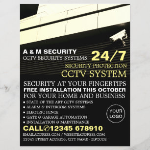 Überwachungskamera montiert, CCTV Sicherheitswerbu Flyer