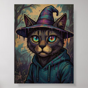 überwältigende psychedelische Hexenkatze Poster