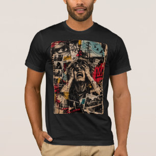 Überwältigtes Grunge-Collage-Alternative-Kunst-Shi T-Shirt