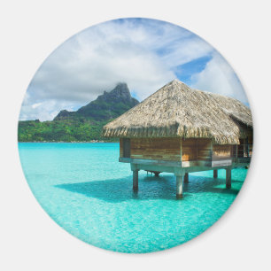 Überwasserbungalow, Bora Bora runder Magnet