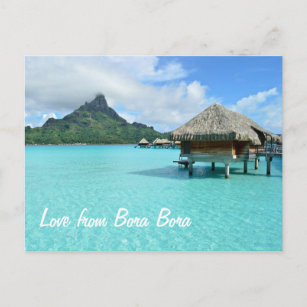 Überwasserresort auf Bora Bora Postcard Liebe Text Postkarte