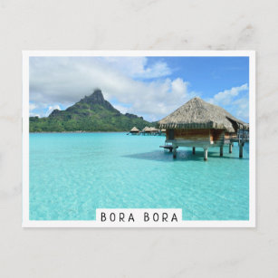 Überwasserresort in der Lagune von Bora Bora Postkarte