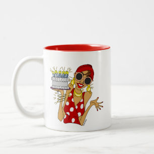 Überzeugen Sie Ihre Kerzen Cartoon Geburtstagsfeie Zweifarbige Tasse