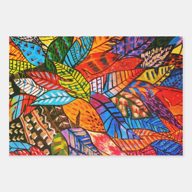 Überziehpapier - Flachblatt - Leaf-Design Geschenkpapier Set (Vorderseite)