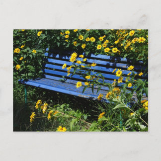 überzogene blaue Bank Postkarte
