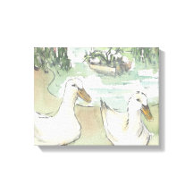überzogene Canvas "Watercolor Sketch/Ducks Paris"
