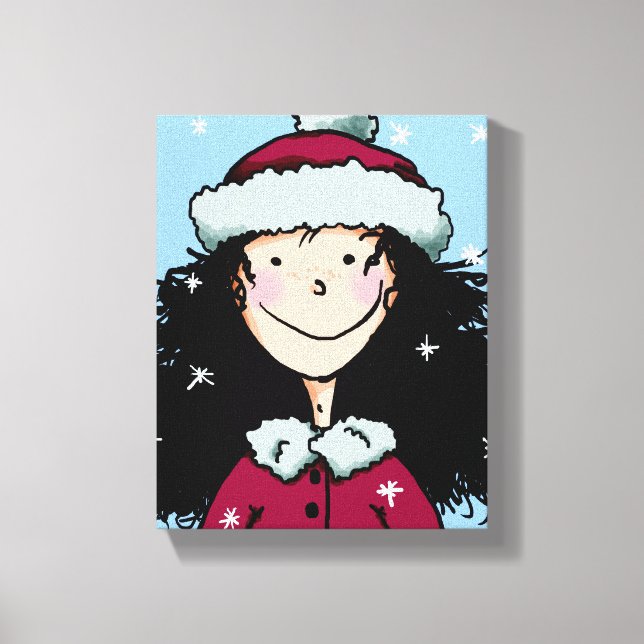 überzogene Leinwand, Wintermädchen Leinwanddruck (Vorderseite)