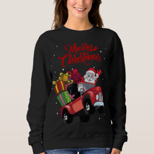 Überzogener Retriever mit dem Weihnachtsmann in ro Sweatshirt
