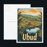 Ubud Bali Indonesia Vintage Travel Illustration Postkarte<br><div class="desc">Ubud Bali Indonesia Art Vintage Reiseübersicht</div>