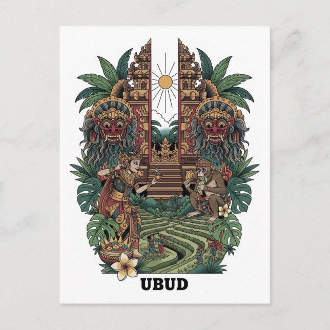 Ubud Bali Indonesien Reise Postkarte (Vorderseite)