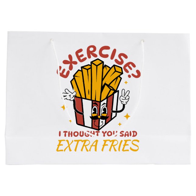 Übung, dachte ich, Sie sagten extra Fries Große Geschenktüte (Rückseite)