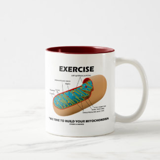Übung nehmen Zeit, Ihre Mitochondrien zu errichten Zweifarbige Tasse