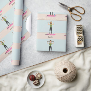 Übungsmädchen-Illustrationsmuster & Benutzerdefini Geschenkpapier