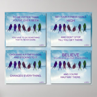 Übungsquoten mit Vögeln und Sky Collage 2 Poster