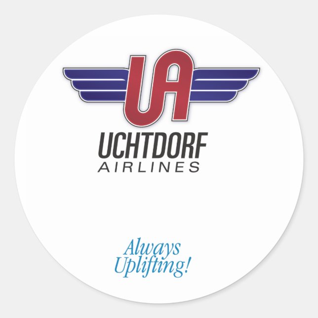 Uchtdorf Airlines. Runder Aufkleber (Vorderseite)