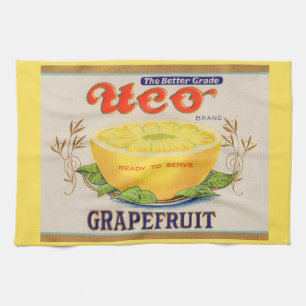 Uco-Markenzeichen Grapefruit-Zeichen der 30er Jahr Geschirrtuch