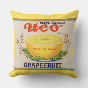Uco-Markenzeichen Grapefruit-Zeichen der 30er Jahr Kissen