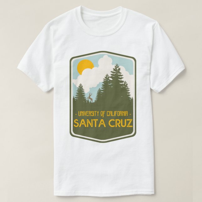 UCSC Santa Cruz Wald mit Hirsch (gelb) T-Shirt (Design vorne)