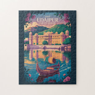 Udaipur India City Palace Illustration Travel Art Puzzle