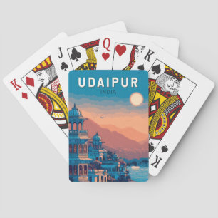 Udaipur India Illustration Travel Art Vintag Spielkarten