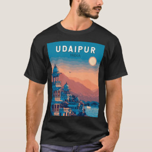 Udaipur India Illustration Travel Art Vintag T-Shirt