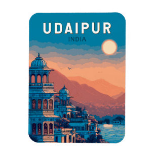 Udaipur Indien Illustration Reise Kunst Vintage Magnet