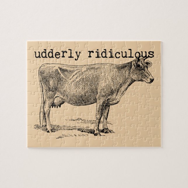 Udderly Ridiculous Punny Cow Puzzle (Horizontal)