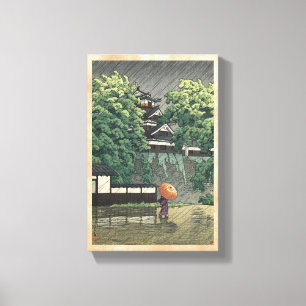 Udo Tower, Schloss Kumamoto im Regen Kawase Hasui Leinwanddruck