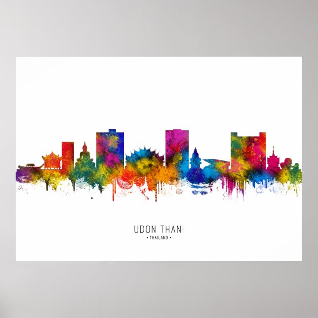 Udon Thani Thailand-Skyline Poster (Vorne)