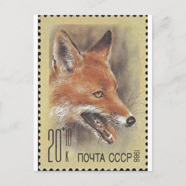 UdSSR-Briefmarke ~ Fox Postkarte (Vorderseite)