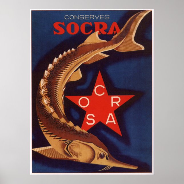 UdSSR Canned Sturgeon Werbung 1932 Poster (Vorne)