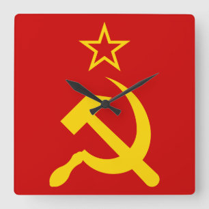 UdSSR-Flagge - Flagge der Sowjetunion Quadratische Wanduhr