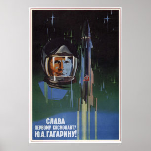 UdSSR sowjetische Luftfahrt Y. A. Gagarin 1961 Poster