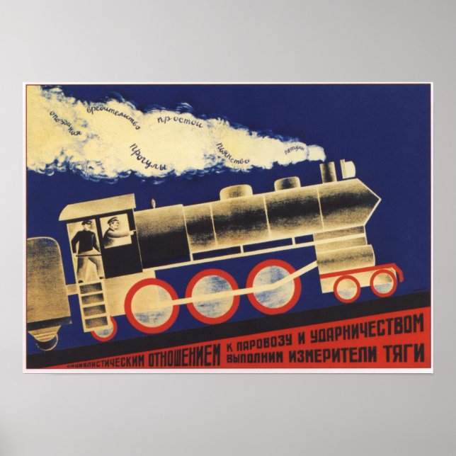 UdSSR Sowjetunion Gewerkschaft 1924 Eisenbahn Poster (Vorne)