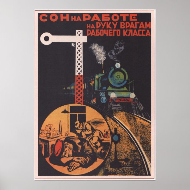 UdSSR Sowjetunion Gewerkschaft 1931 Eisenbahn Poster (Vorne)
