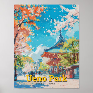 Ueno Park Tokio Japan Vintage Travel Poster