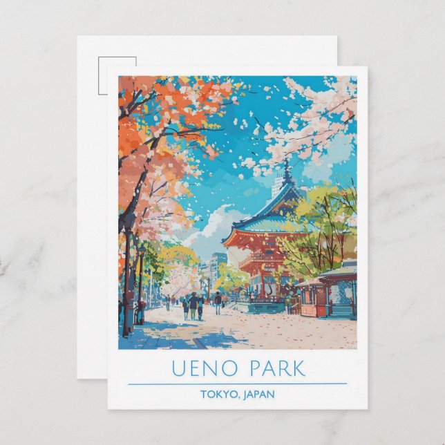 Ueno Park Tokio Japan Vintage Travel Postkarte (Vorne/Hinten)