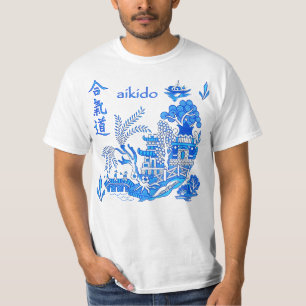 Ueshiba Aikido Castle Willow Scene - Kampfkunst T-Shirt