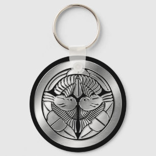Uesugi Clan Kamon Silver Chrome Schlüsselanhänger