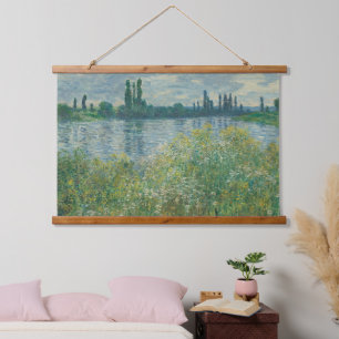 Ufer der Seine von Claude Monet Wandteppich Mit Holzrahmen